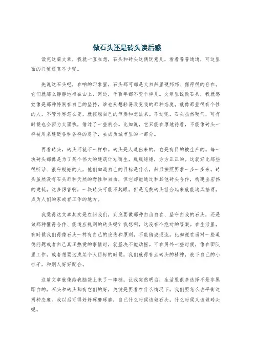 做石头还是砖头读后感
