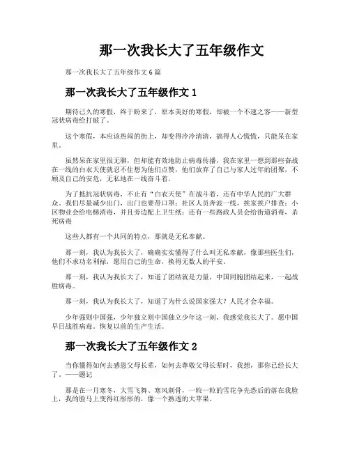 那一次我长大了五年级作文