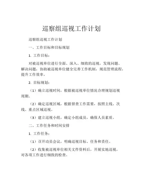 巡察组巡视工作计划