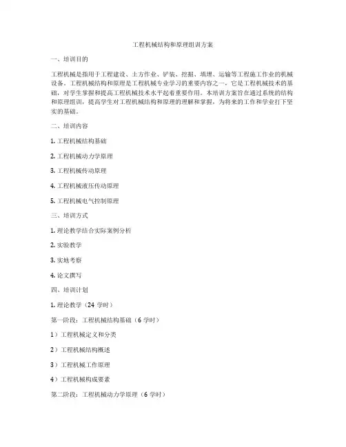 工程机械结构和原理组训方案