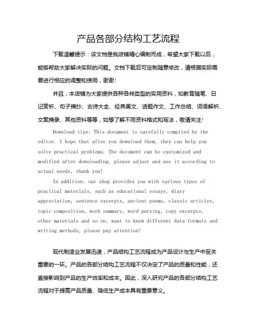 产品各部分结构工艺流程