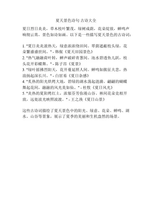 夏天景色诗句 古诗大全