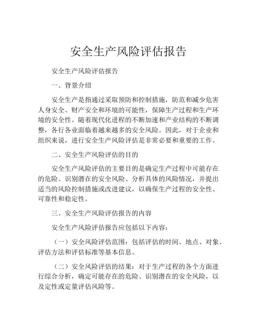 安全生产风险评估报告