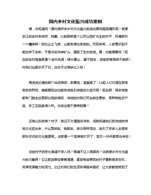 国内乡村文化振兴成功案例