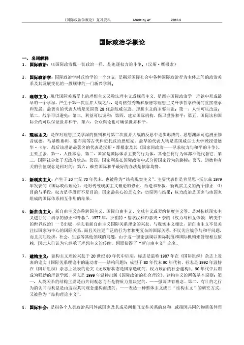 国际政治学概论(名词解释)