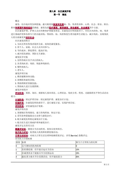 主管护师 社区护理学 第九章 社区康复护理