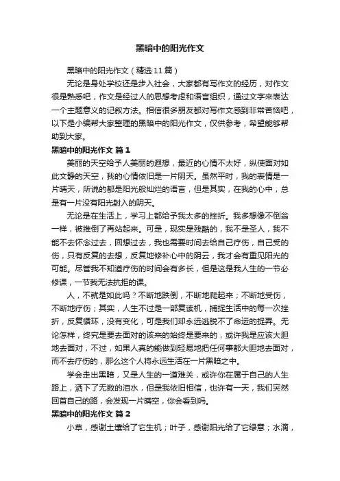 黑暗中的阳光作文（精选11篇）