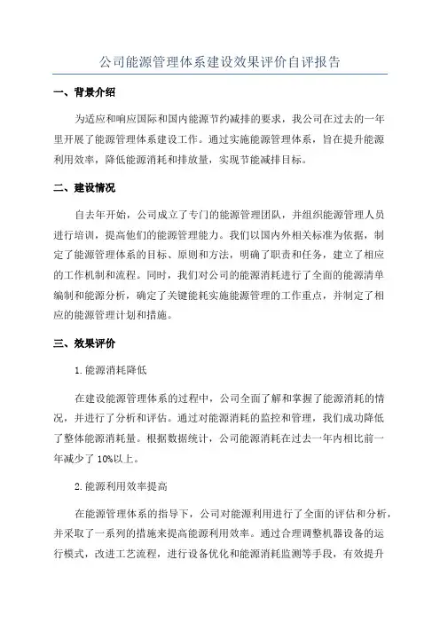 公司能源管理体系建设效果评价自评报告