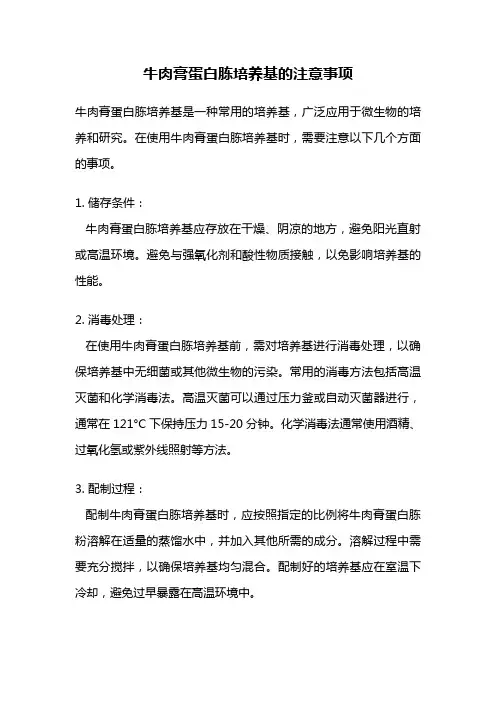 牛肉膏蛋白胨培养基的注意事项