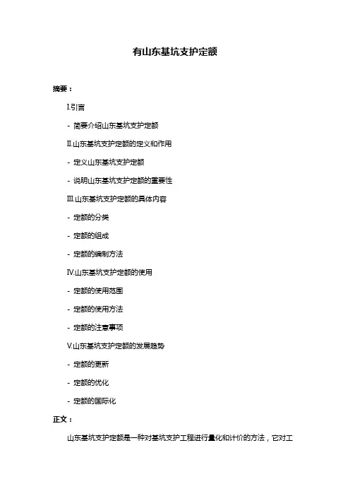 有山东基坑支护定额