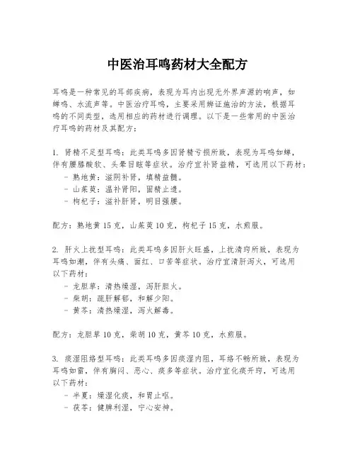 中医治耳鸣药材大全配方