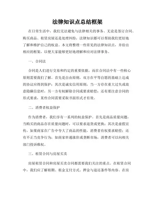 法律知识点总结框架