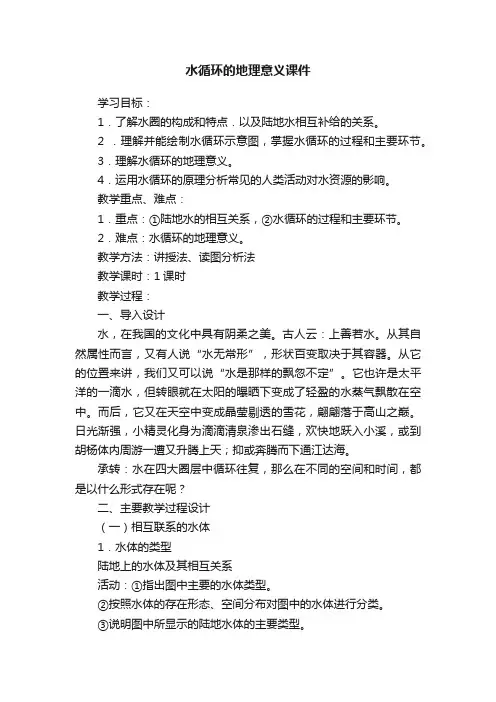 水循环的地理意义课件