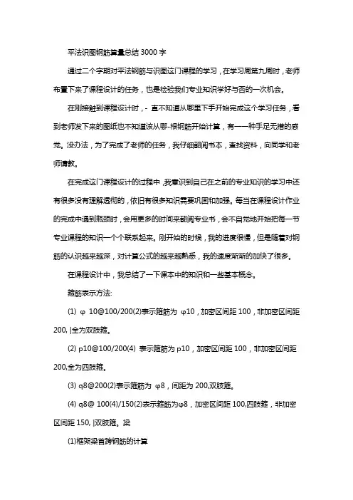 平法识图钢筋算量总结3000字