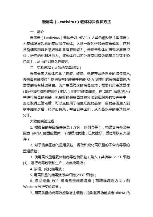 慢病毒（Lentivirus）载体构步骤和方法