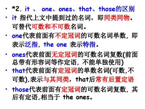 it 、 one、ones、that、those的区别