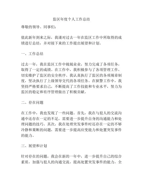 监区年度个人工作总结