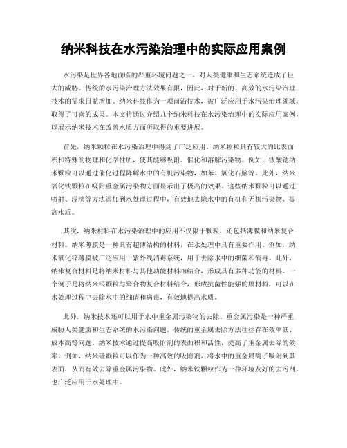 纳米科技在水污染治理中的实际应用案例