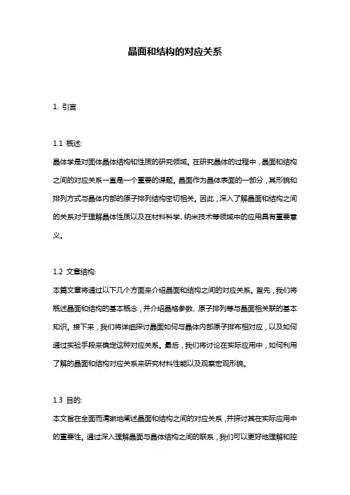 晶面和结构的对应关系
