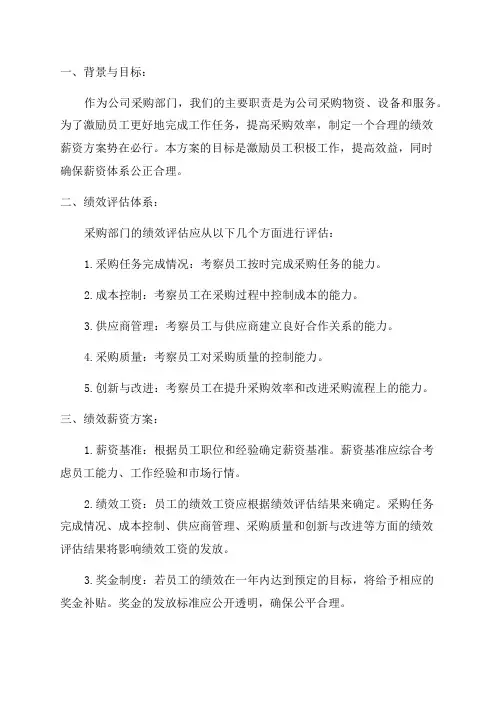 采购部2024年绩效薪资方案