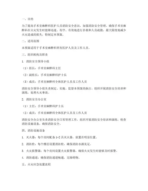 手术室麻醉科消防应急预案