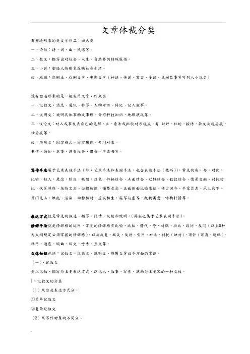 文章体裁分类文体常识及写作手法(搜集)