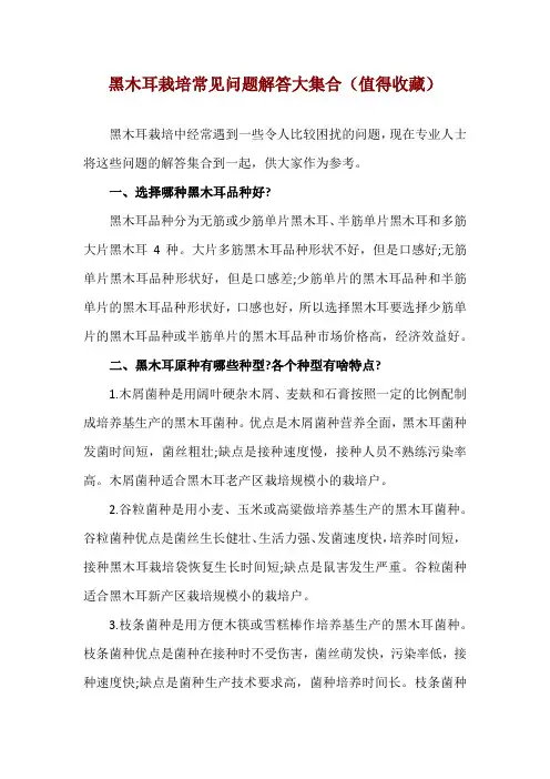 黑木耳栽培常见问题解答大集合(值得收藏)