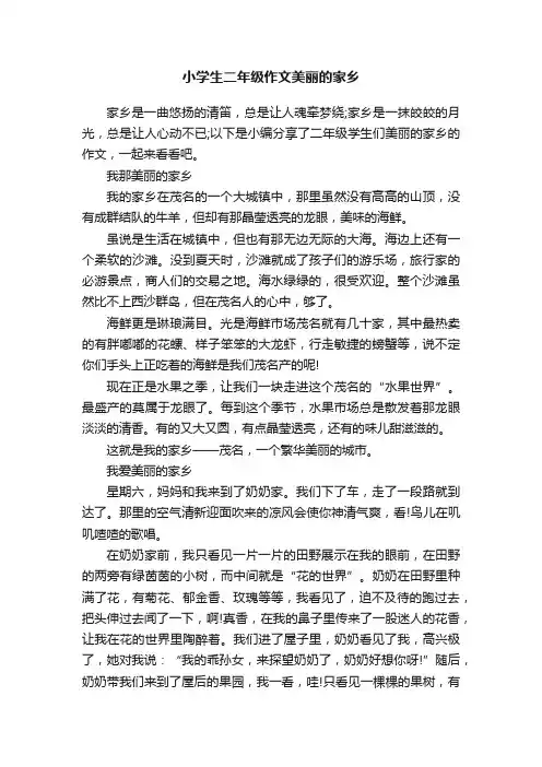 小学生二年级作文美丽的家乡