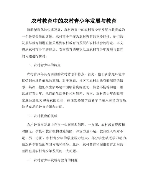 农村教育中的农村青少年发展与教育