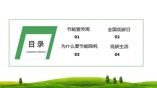 绿色环保节能宣传周及全国低碳日降耗环境保护PPT专题演示