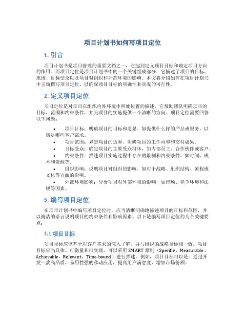项目计划书如何写项目定位