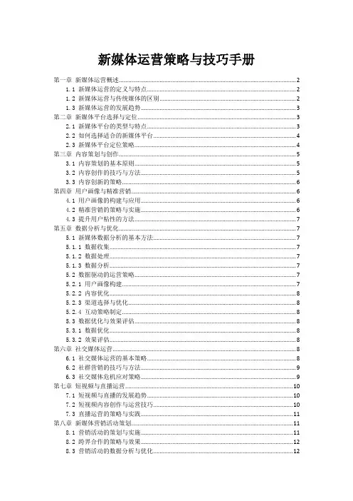 新媒体运营策略与技巧手册