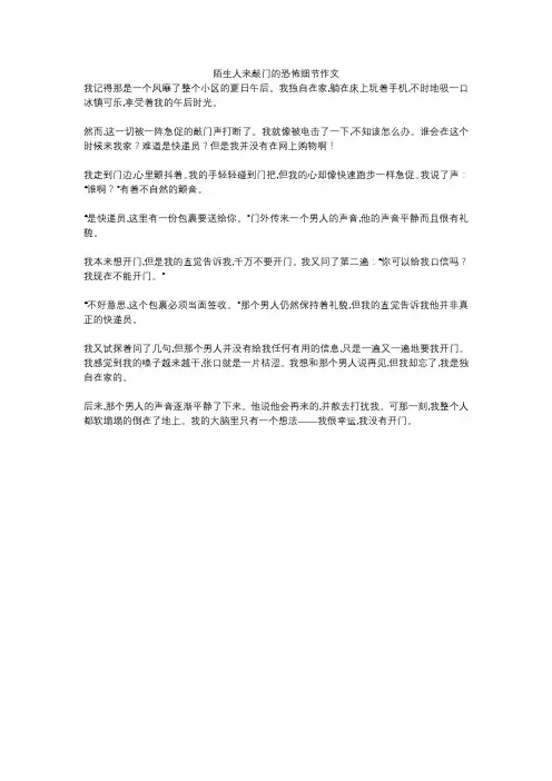陌生人来敲门的恐怖细节作文