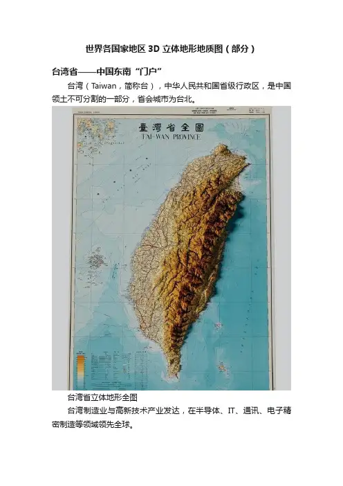 世界各国家地区3D立体地形地质图（部分）