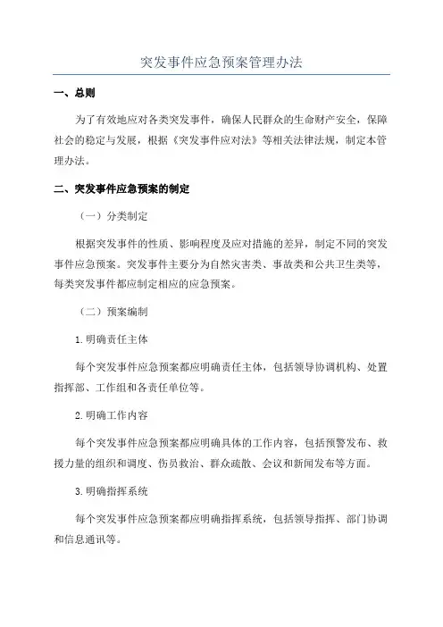突发事件应急预案管理办法