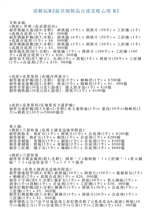 讲解玩R2最详细物品合成攻略心得R2
