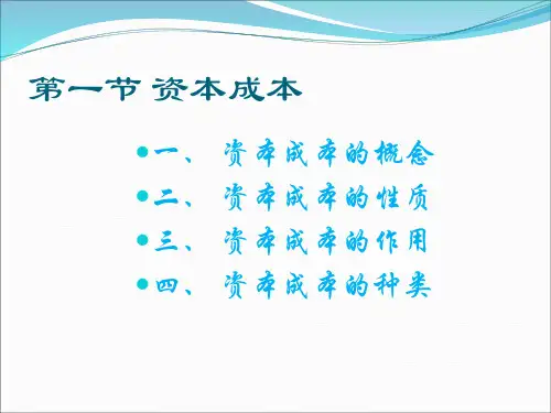 资本成本和结构