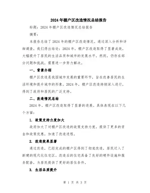2024年棚户区改造情况总结报告