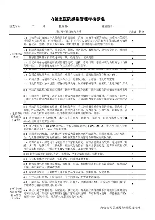 内镜室医院感染管理考核标准(2023年版)