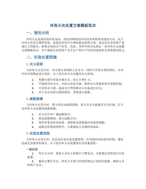 冷库火灾处置方案模板范本