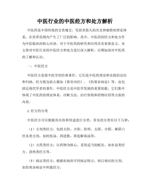 中医行业的中医经方和处方解析
