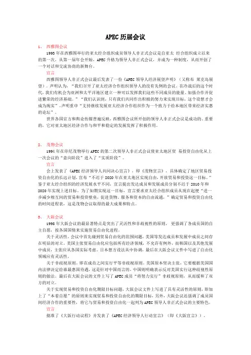 APEC历届会议