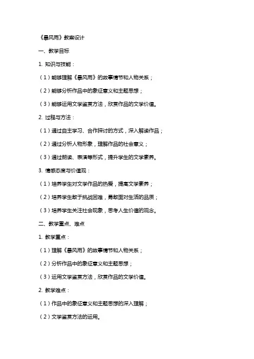 《暴风雨》教案设计