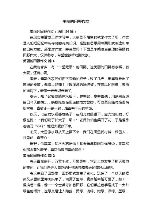 美丽的田野作文