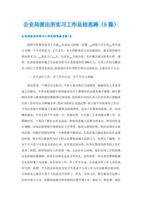 公安局派出所实习工作总结思路(5篇)