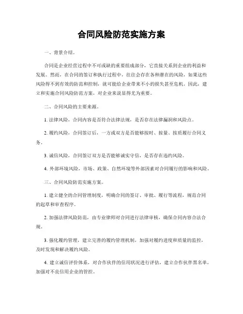 合同风险防范实施方案