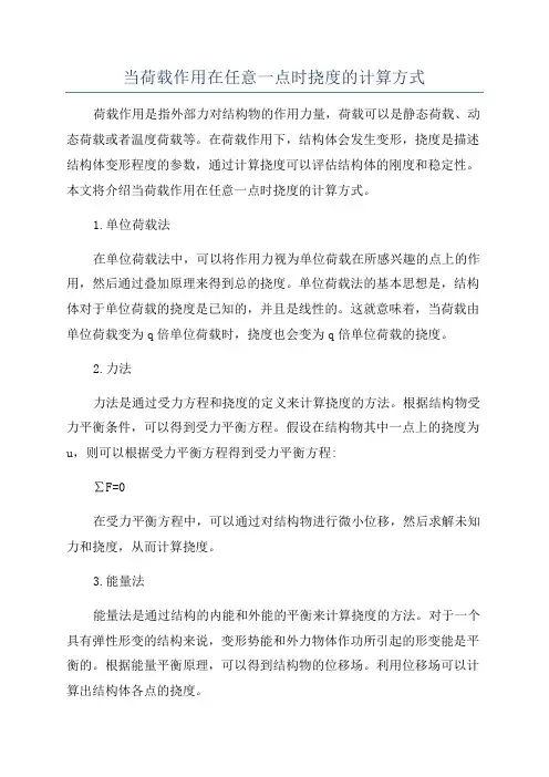 当荷载作用在任意一点时挠度的计算方式