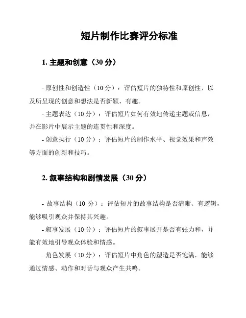 短片制作比赛评分标准