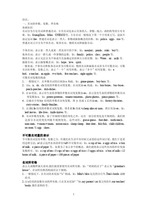 名词单复数和所有格