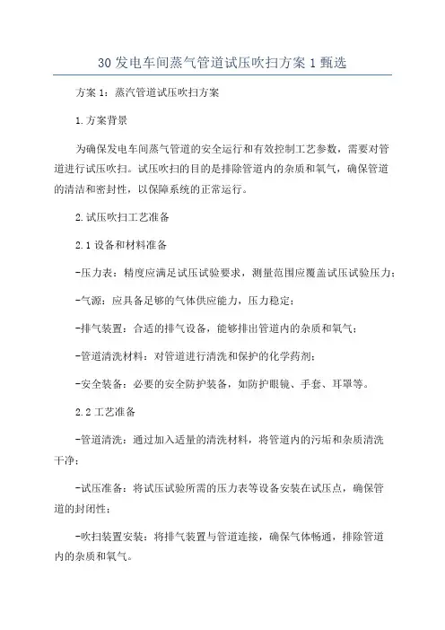 30发电车间蒸气管道试压吹扫方案1甄选